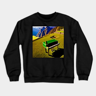 A Green Piano On The Hills Of Machu Picchu Crewneck Sweatshirt